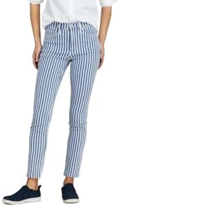 LANDS' END high rise slim leg jeans in blue wave stripe NWT coastal grandma